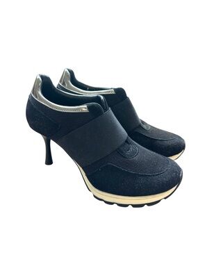 Sneex Designer Black Slip-On High Heel Sneakers